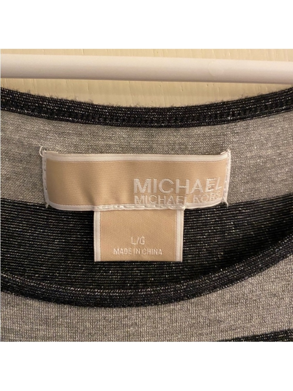 Michael Kors Sleeveless Striped Swing Top - Black & Gray- Sz Large - Picture 4 of 5